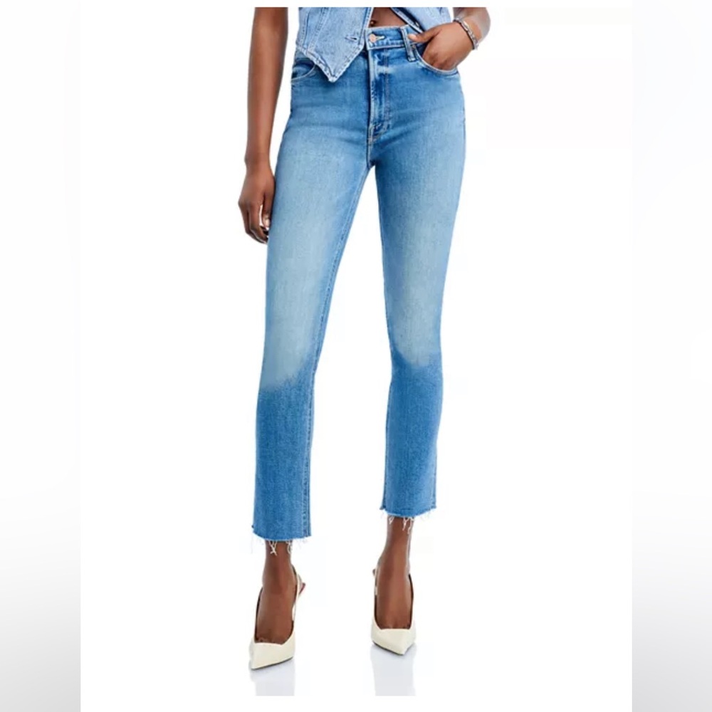 Mother Denim Dazzler Mid Rise Ankle Fray Jeans in Riding The Cliffside